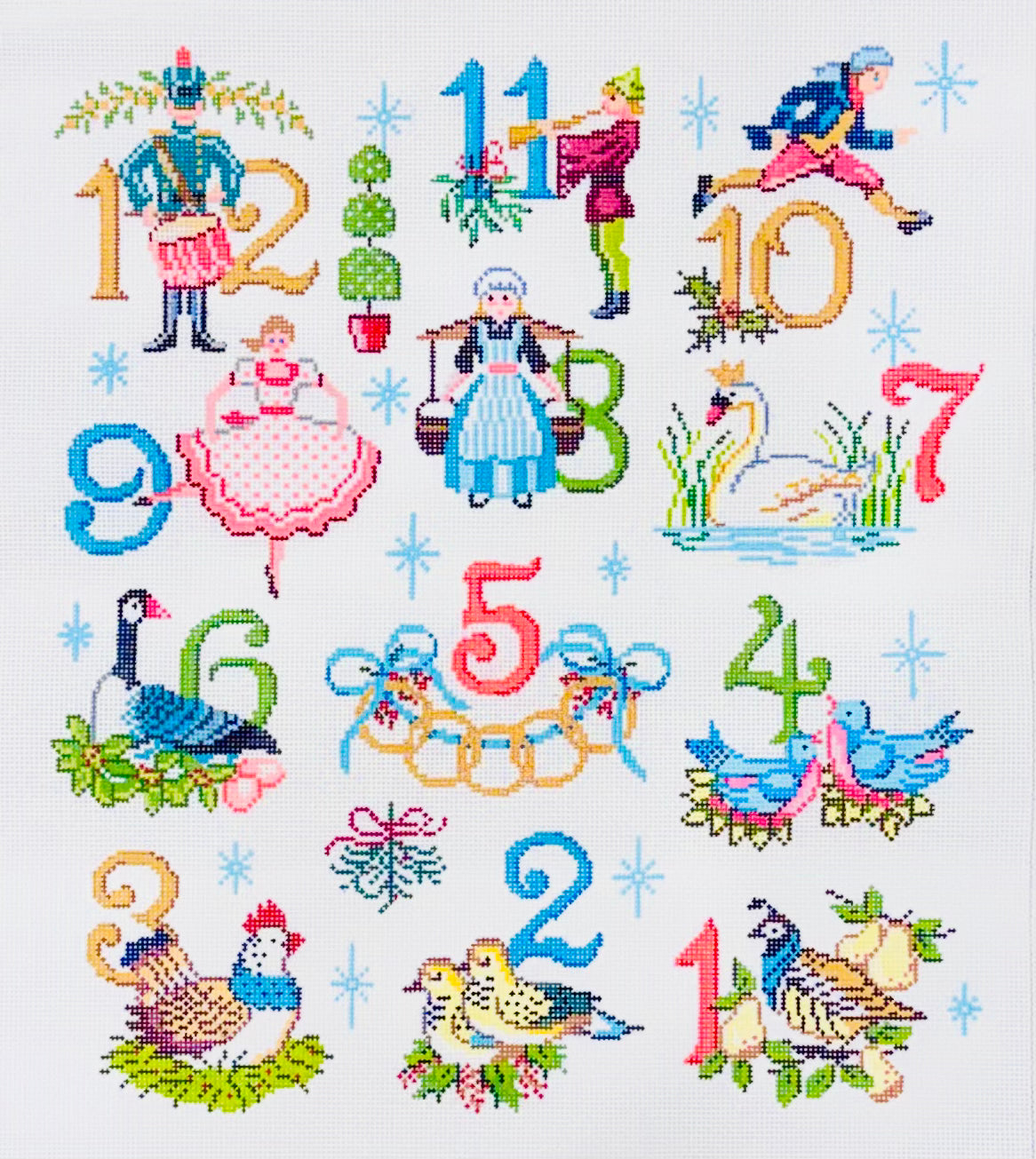Alice Peterson Co. needlepoint canvas of the 12 days of Christmas