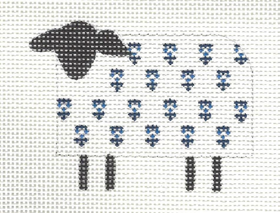 Sheep White with Blue Flowers