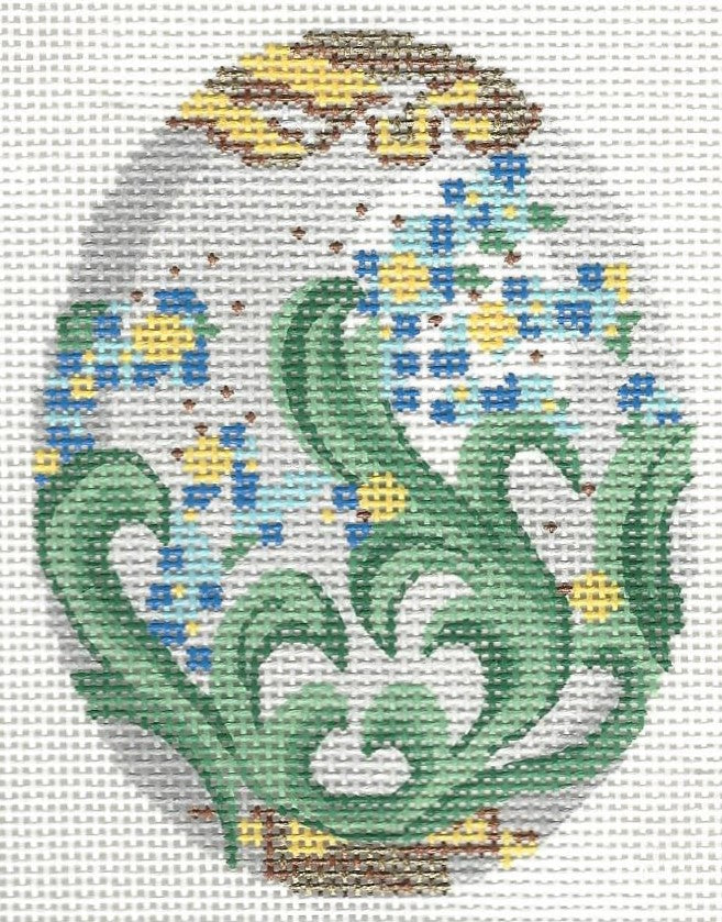 Faberge Egg - Green Swirls on Grey