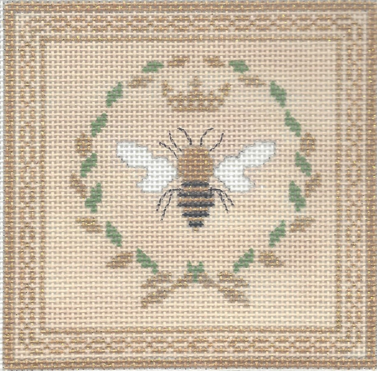 Square - Beige Bee with Crown