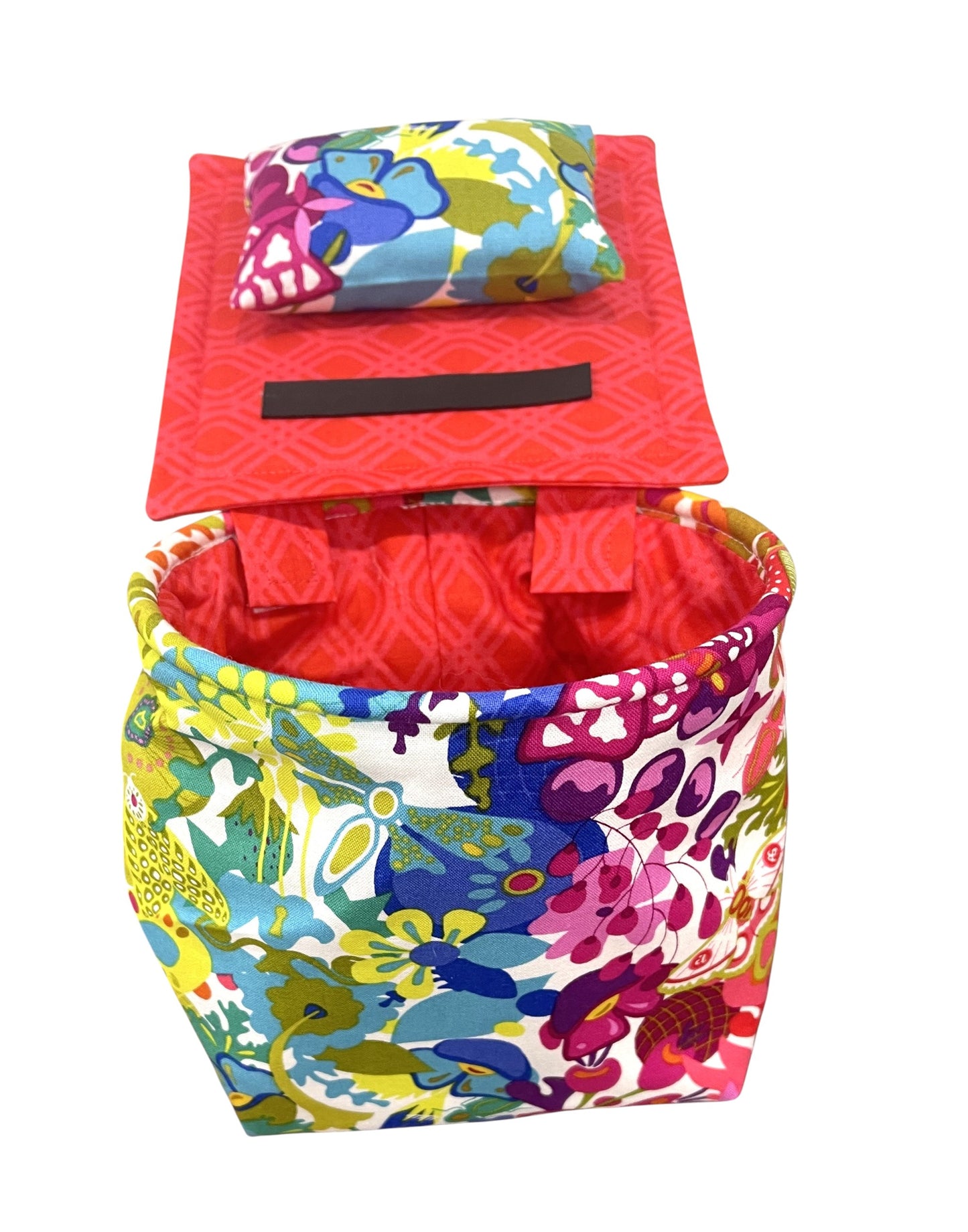 Bright Red Floral Thread Catcher