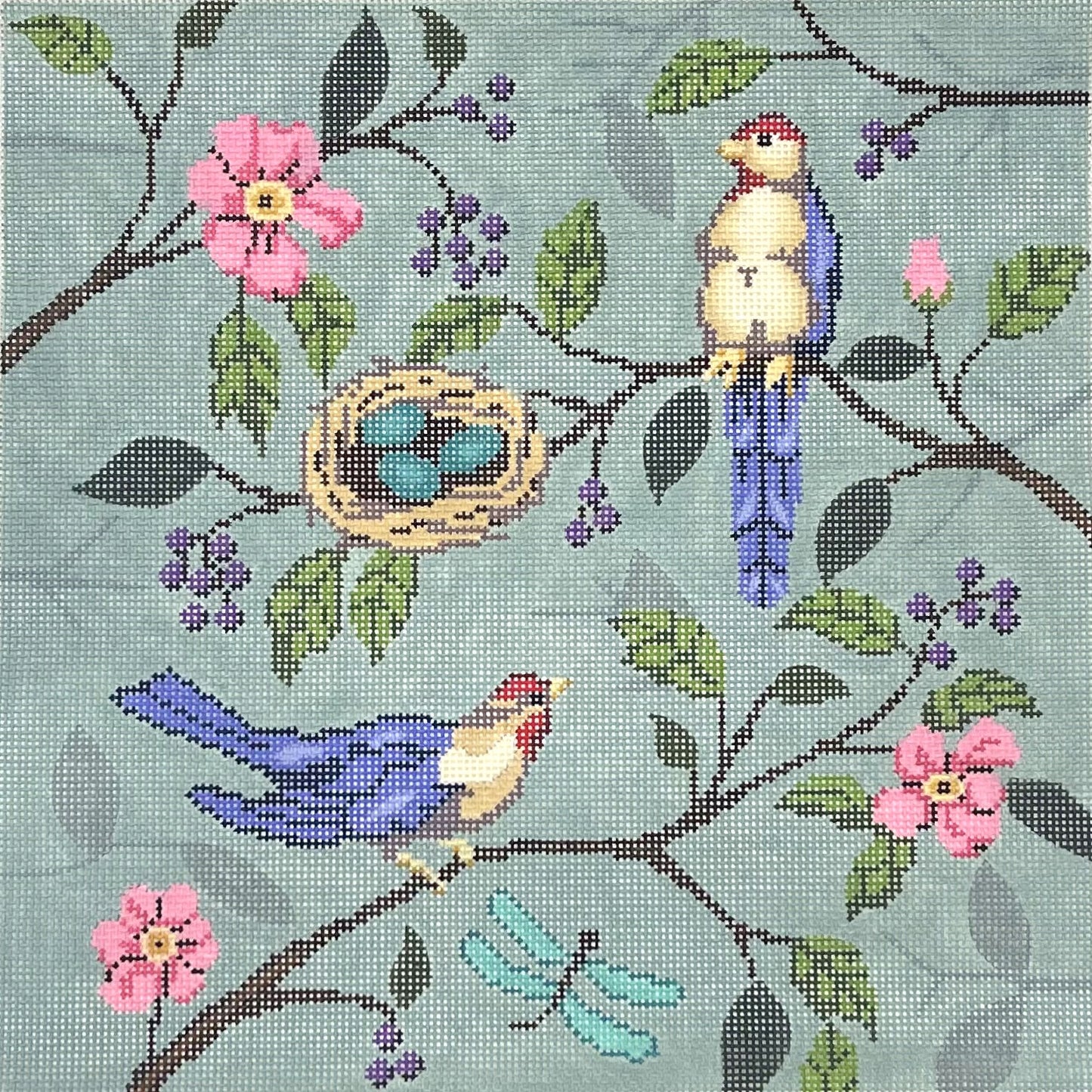Birds of Paradise Pillow - Blue
