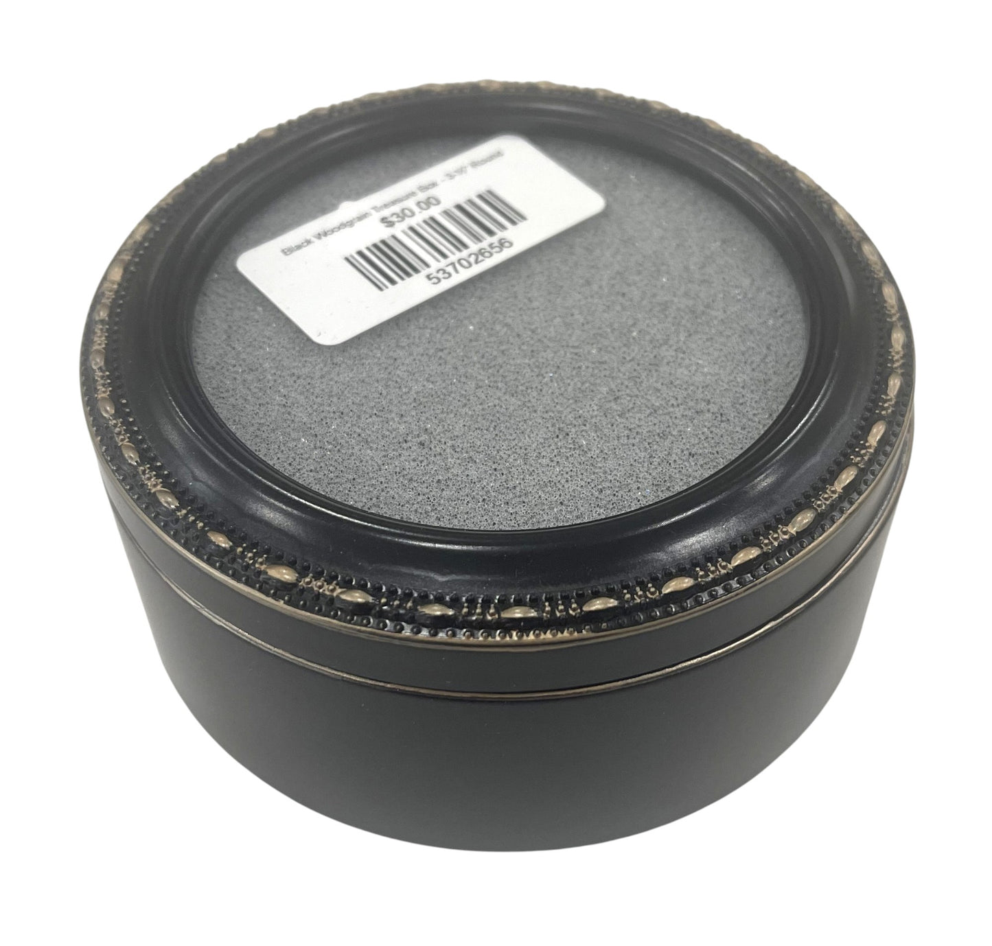Black Woodgrain Treasure Box - 3-½" Round