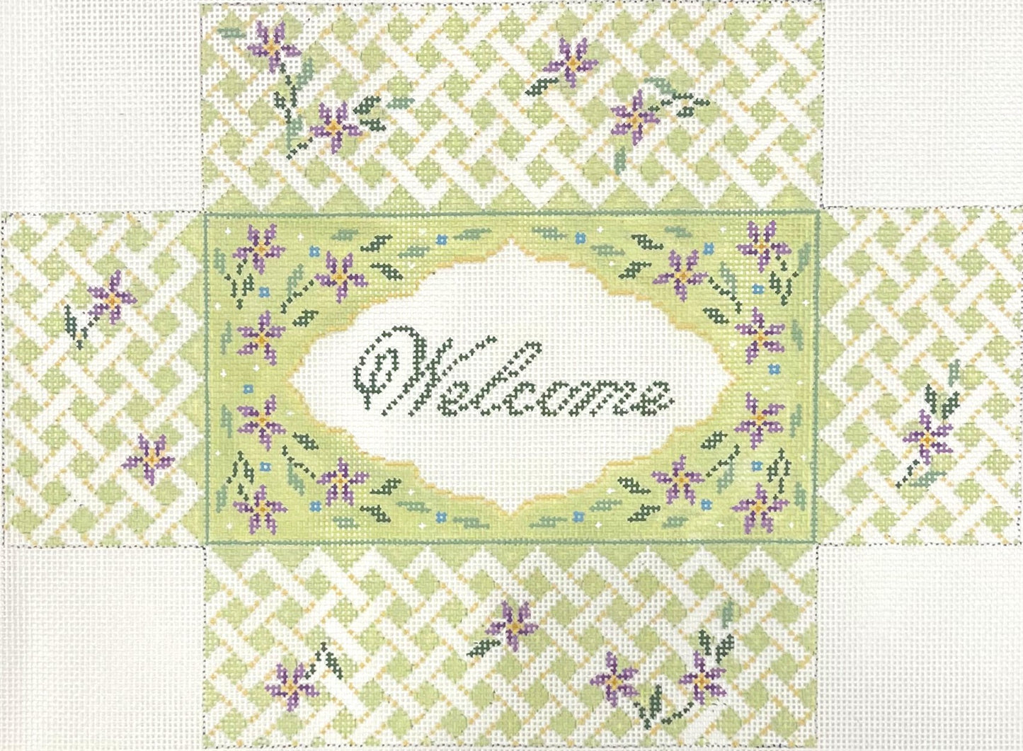 Door Stop - Violet Trellis Welcome