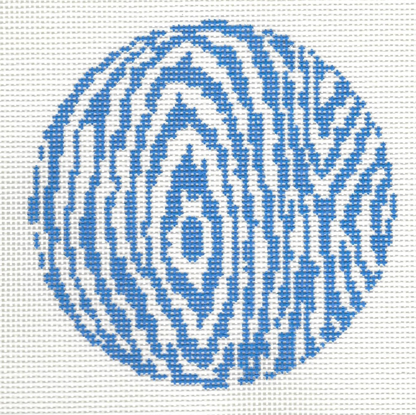 Gingham Stitchery needlepoint canvas of blue and white wood pattern