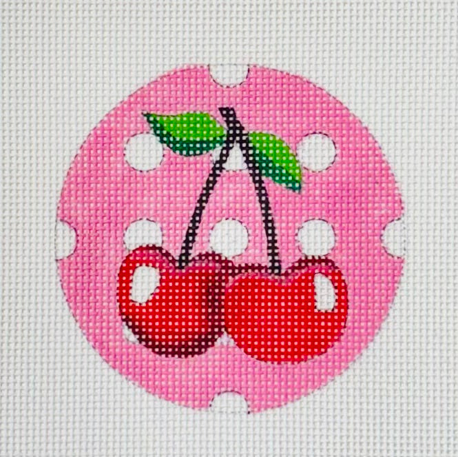 Cherries on Pink Dots - Round