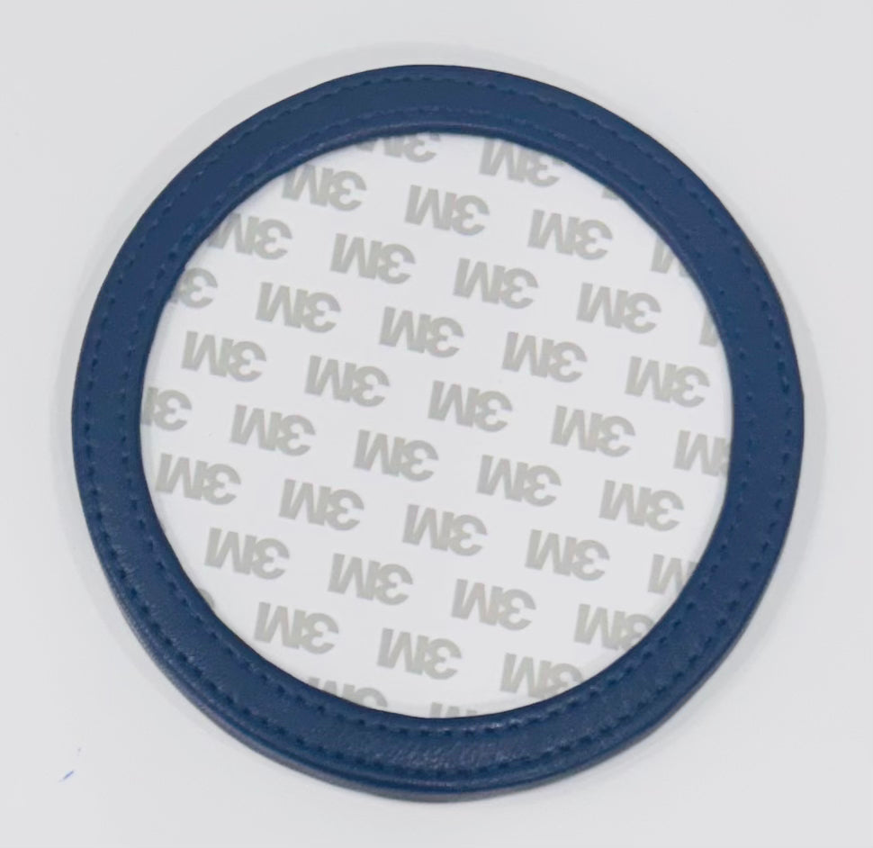 Tilli Tomas Planet Earth round leather coaster for self-finishing - navy