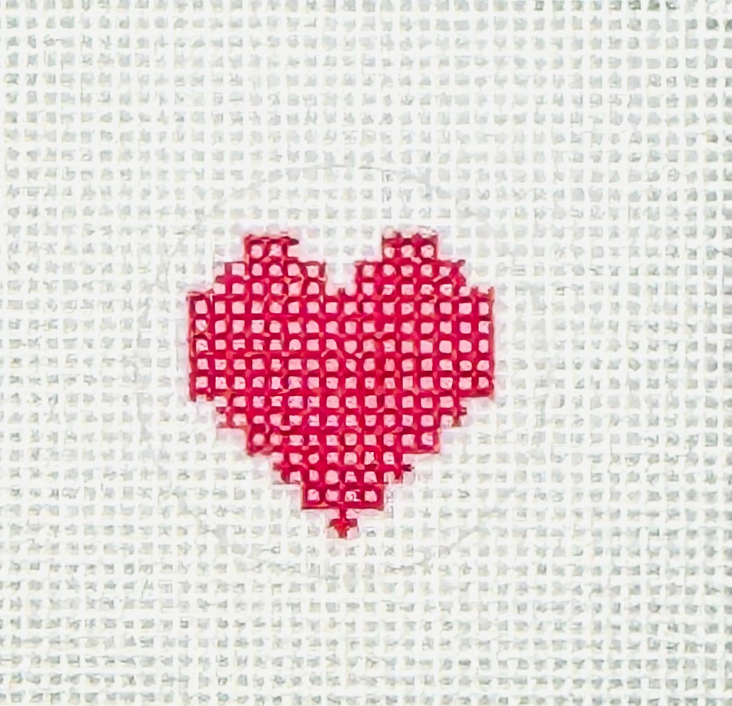 Tilli Tomas Planet Earth key fob insert needlepoint canvas of pink heart