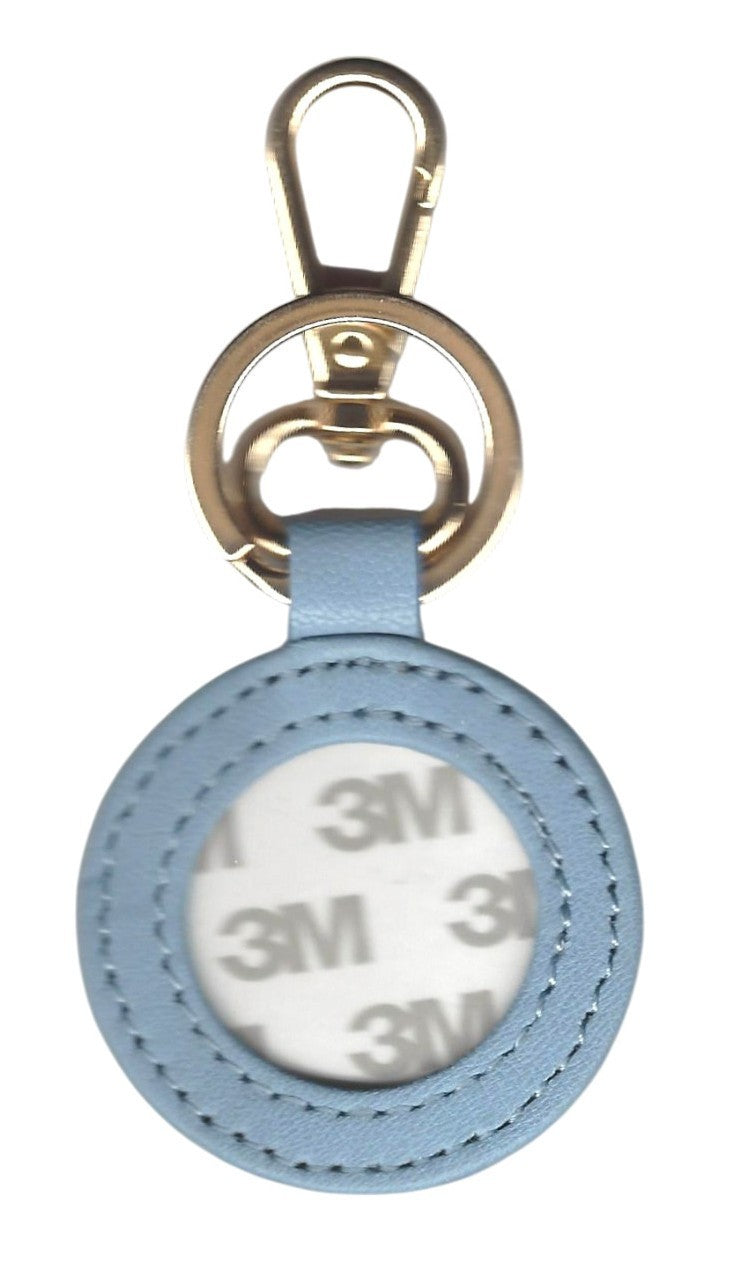 Round Leather Key Fob - Light Blue