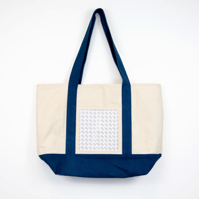 Self-finishing Canvas Tote with Navy Trim
