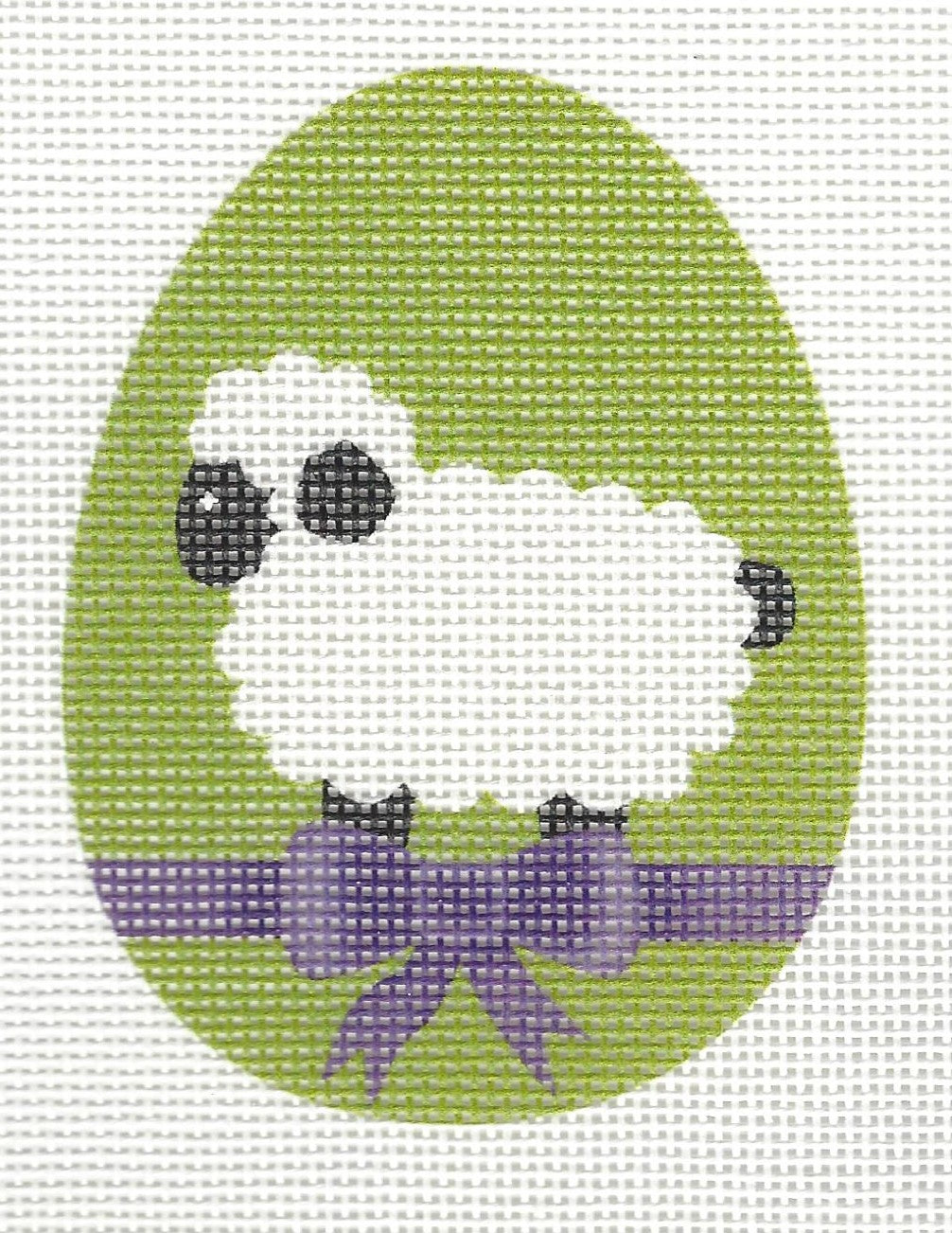 Lamb with Purple Bow Flat Egg
