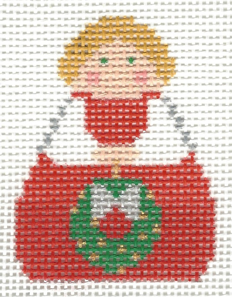 Angel - Red Angel with Green Wreath (Silver)