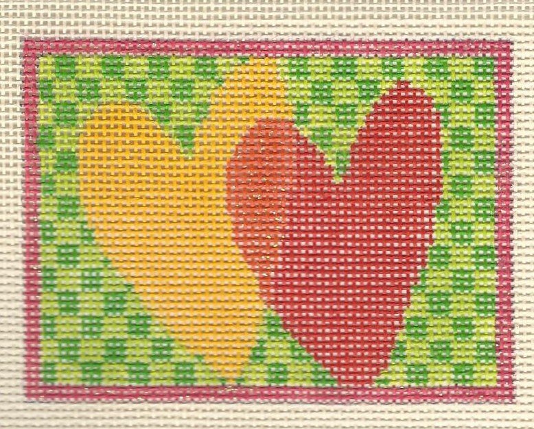 Red Orange Hearts on Checkerboard