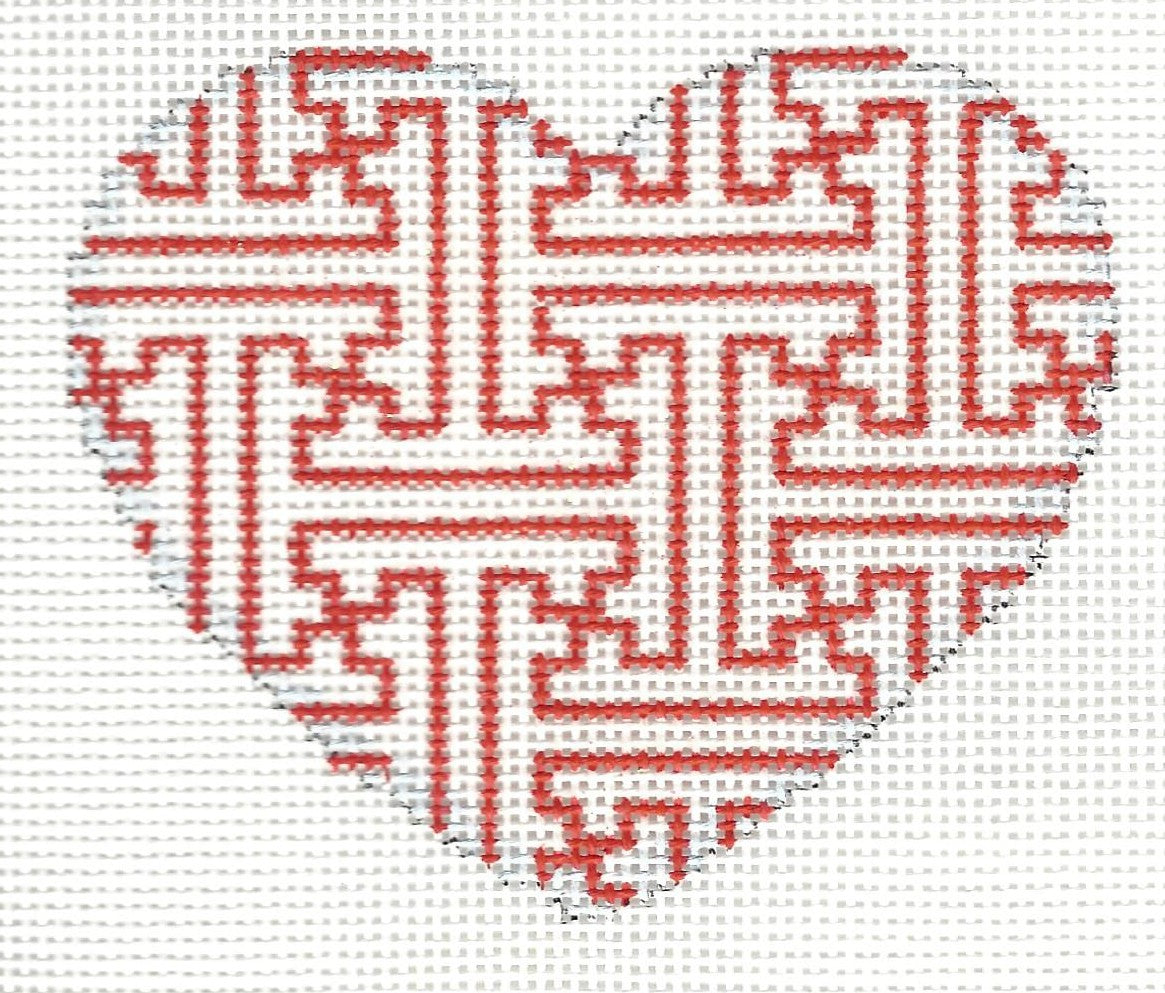Heart - Red White Fretwork
