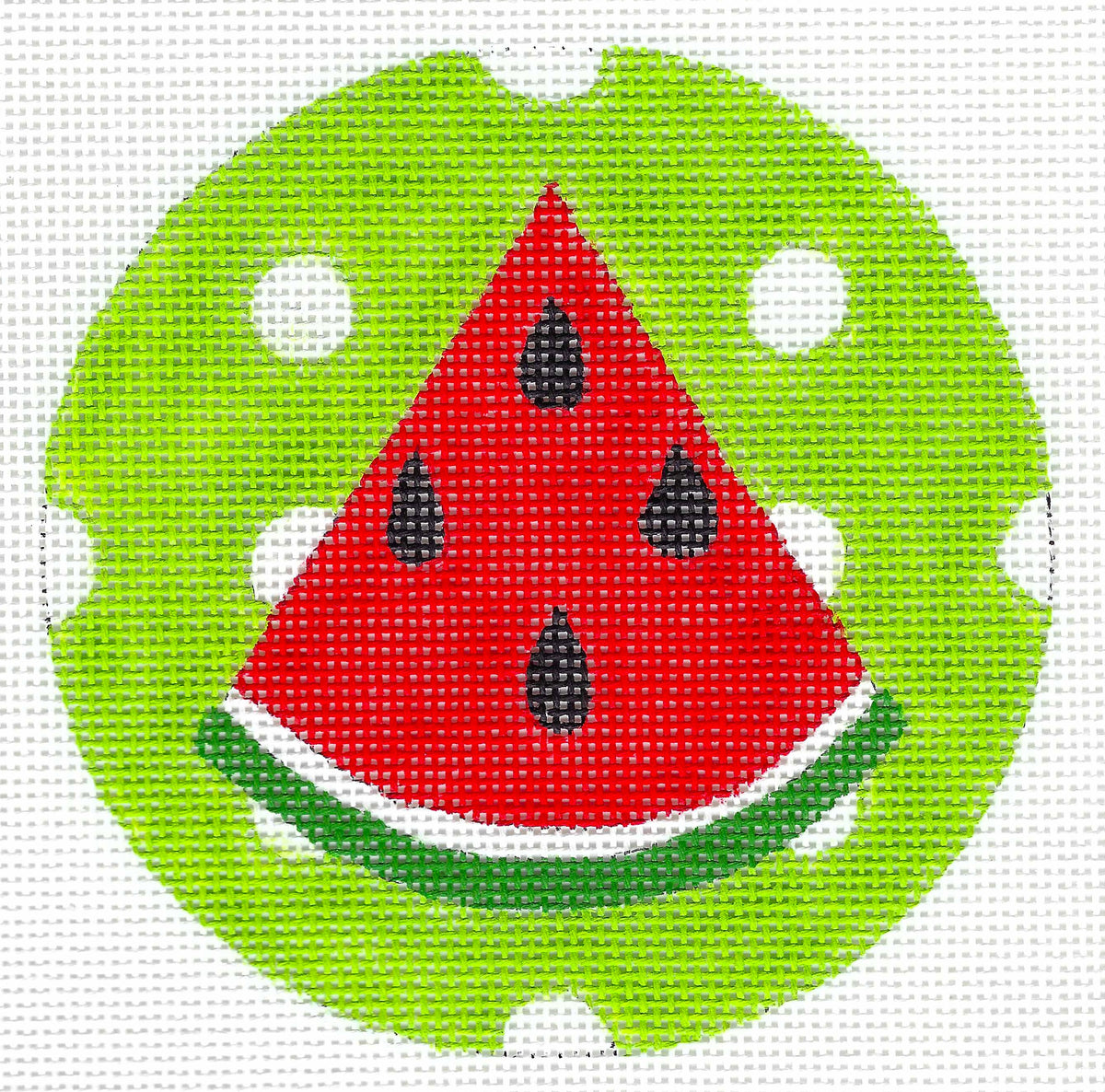 Watermelon on Green Dots - Round