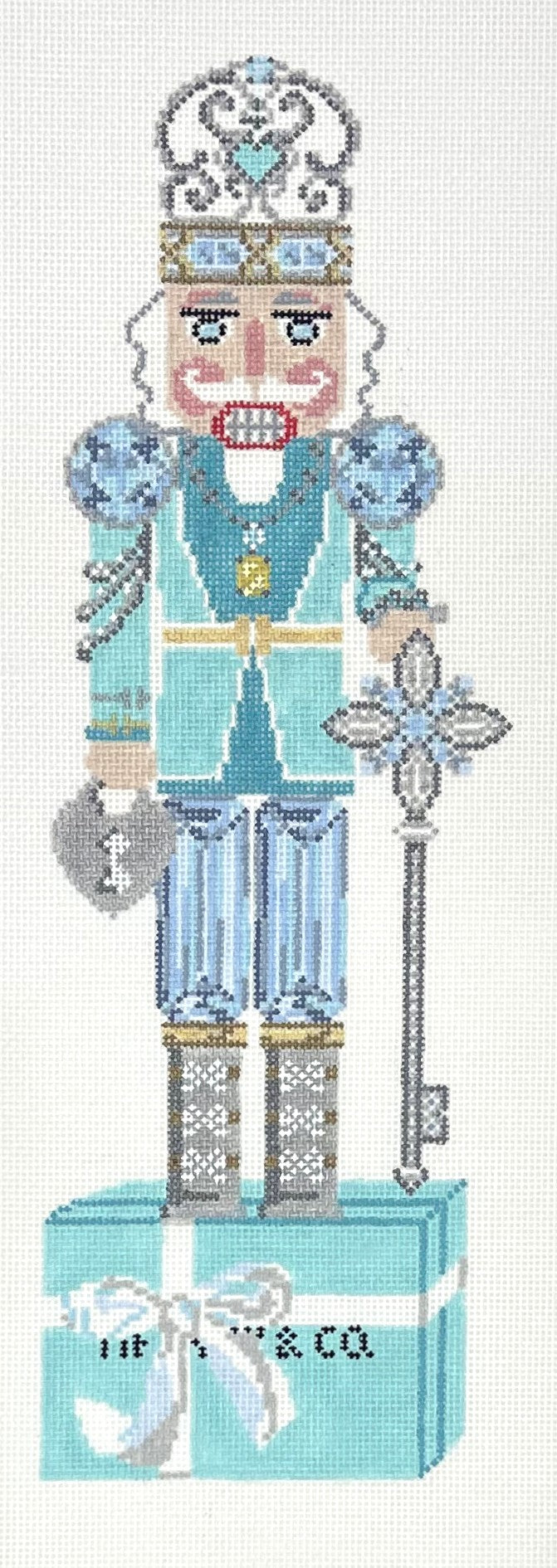 Rachel Barri Designs needlepoint canvas of a designer brand duke of diamonds nutcracker