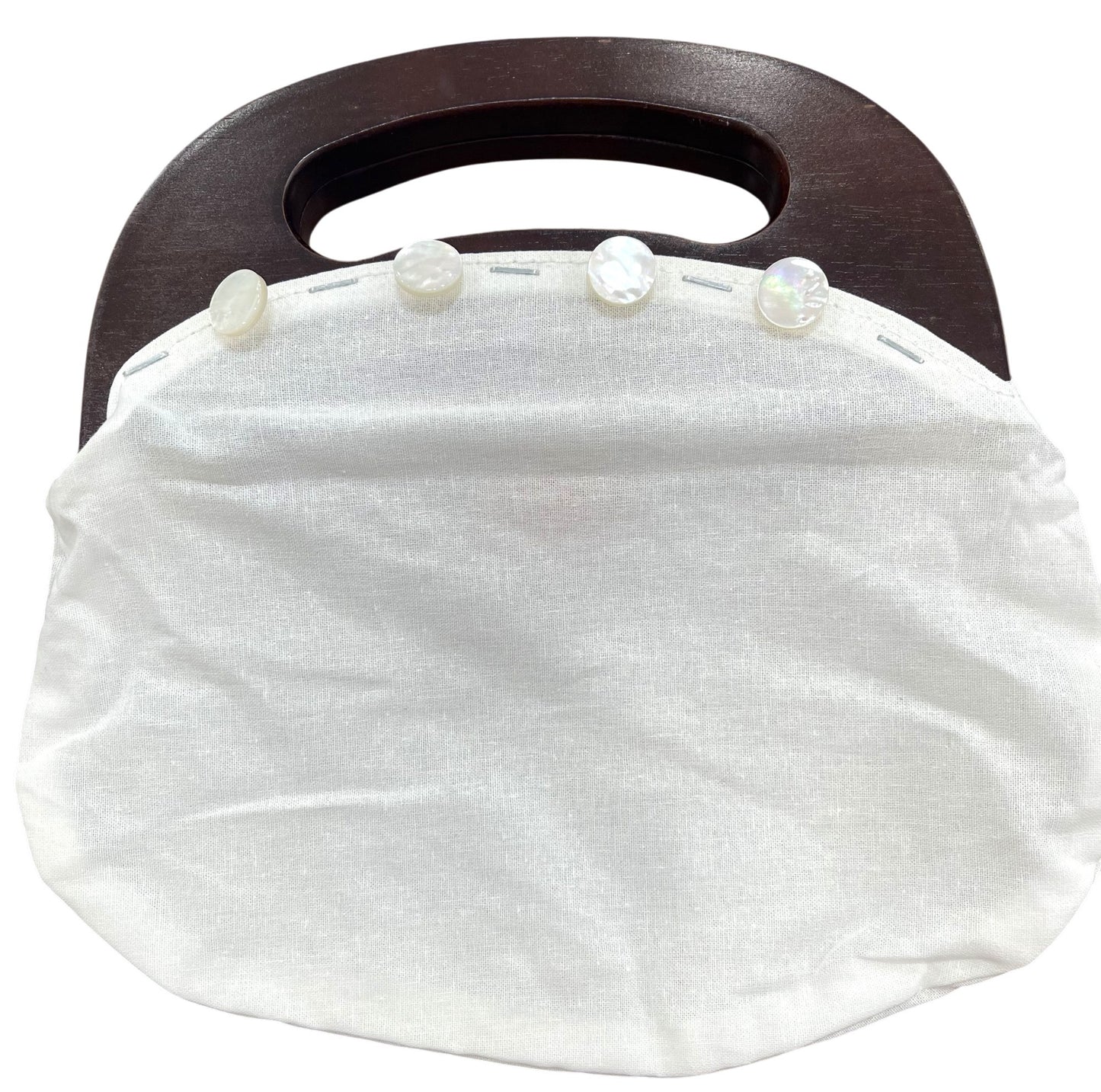 White bag insert with wooden handles