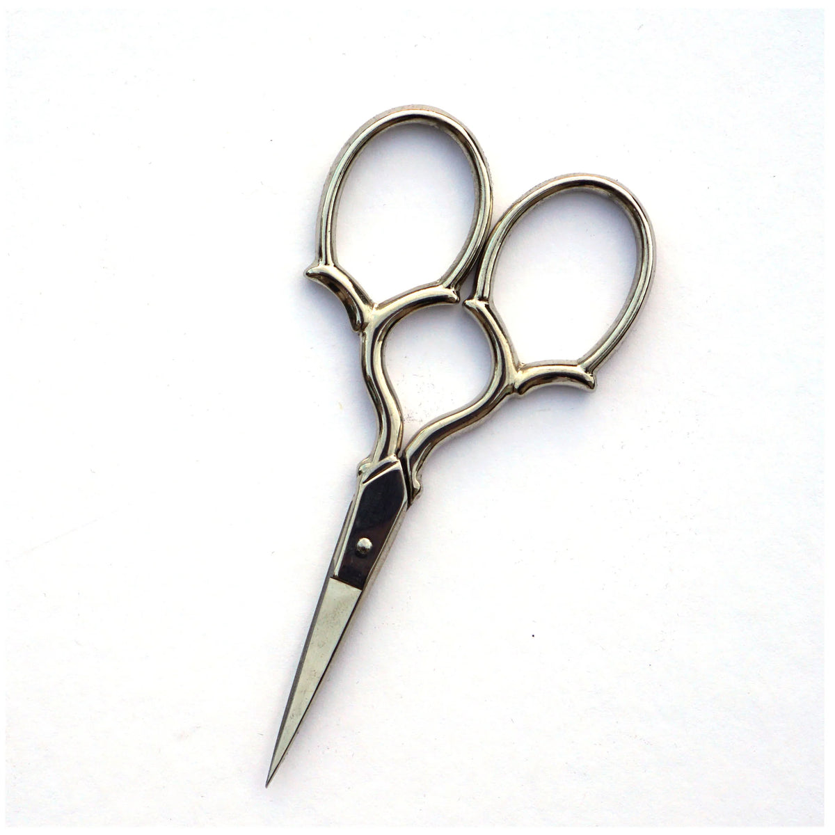 A pair of Bohin Grands Anneaux Embroidery Scissors set against a plain white background.