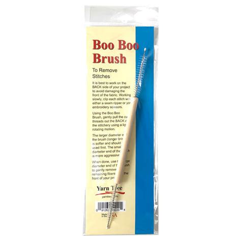 Yarn Tree Boo Boo Brush packaging with text on a white background.