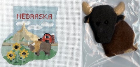 Mini Sock - Nebraska with buffalo