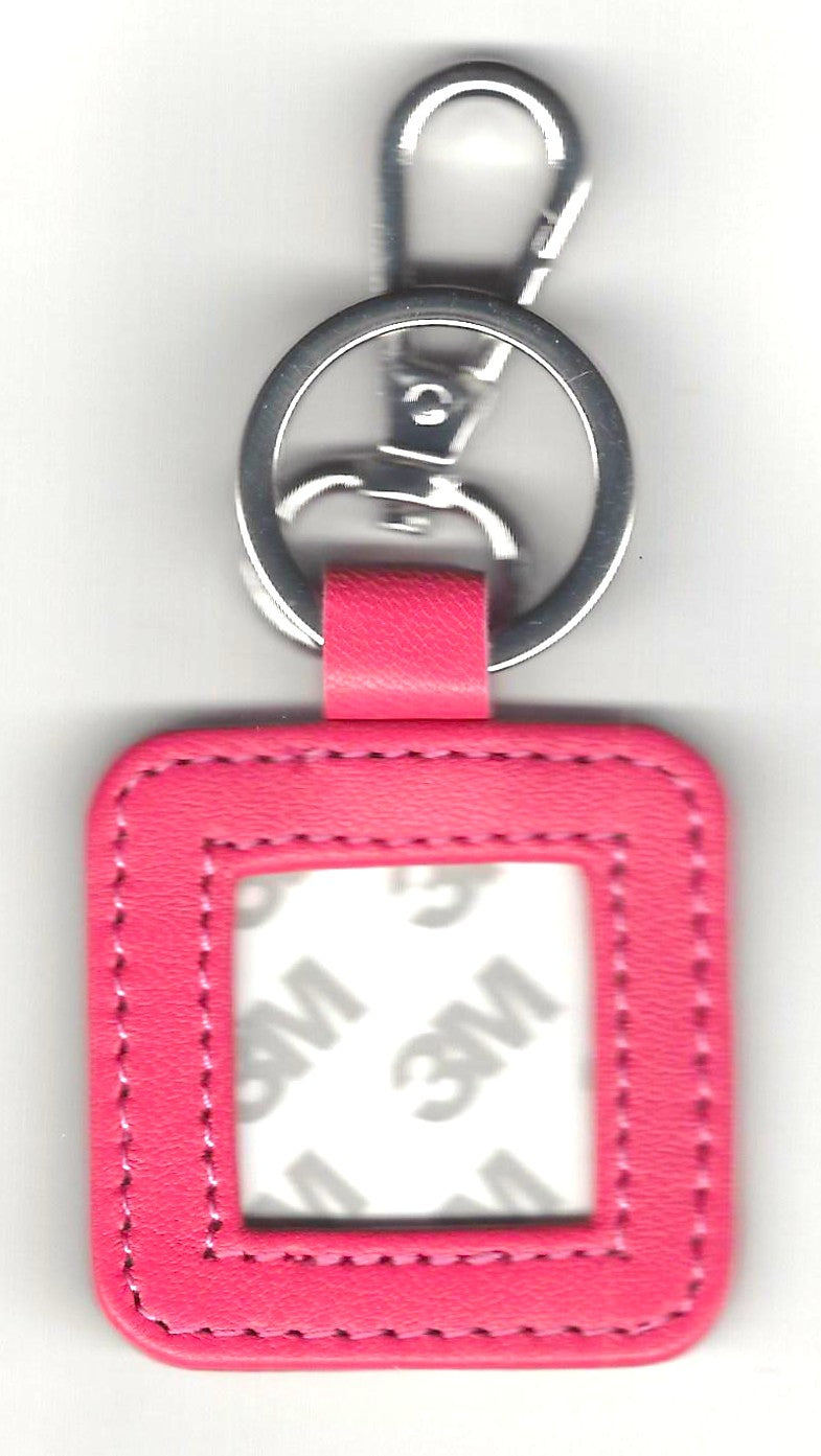 Square Leather Key Fob - Pink