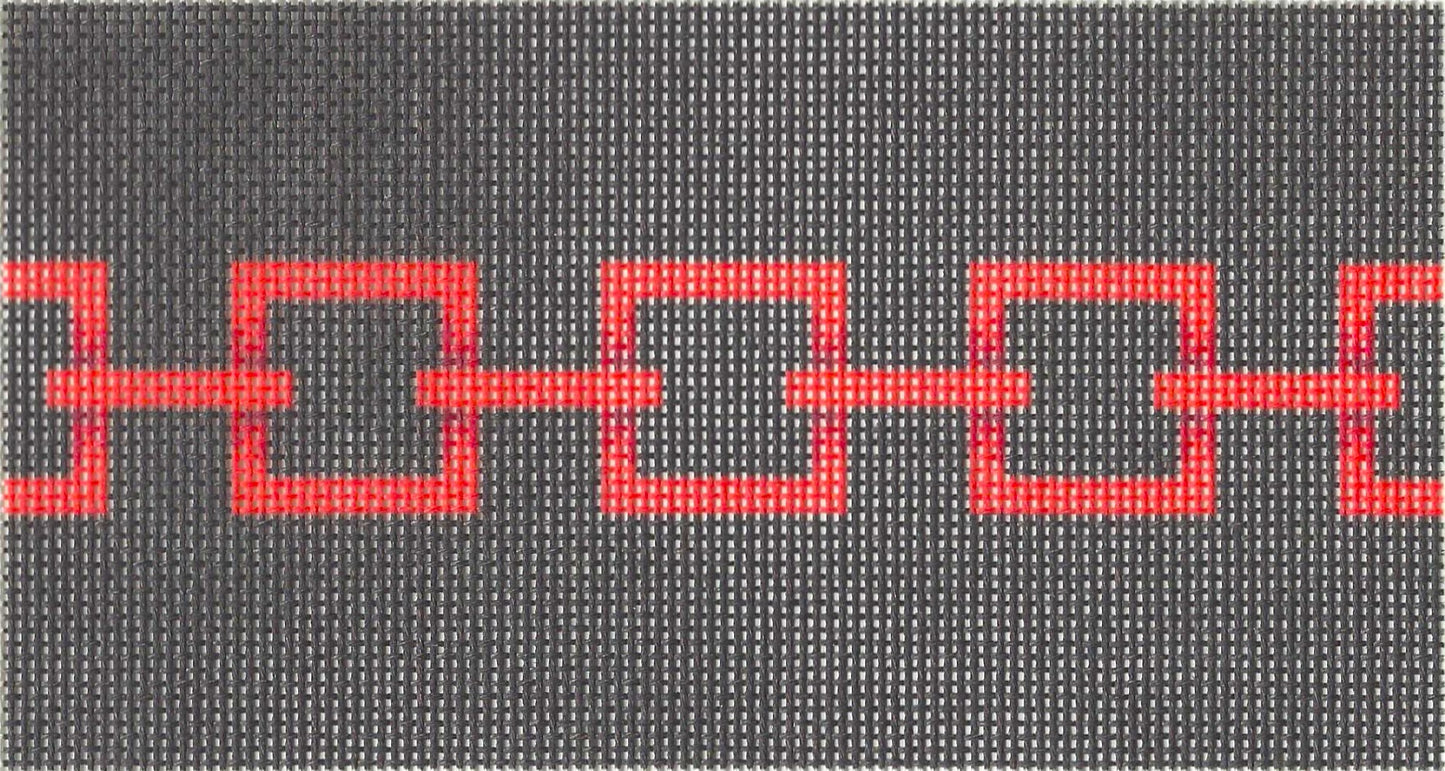 Needlepoint To Go Two Sisters Design needlepoint canvas of a black and red square link insert.