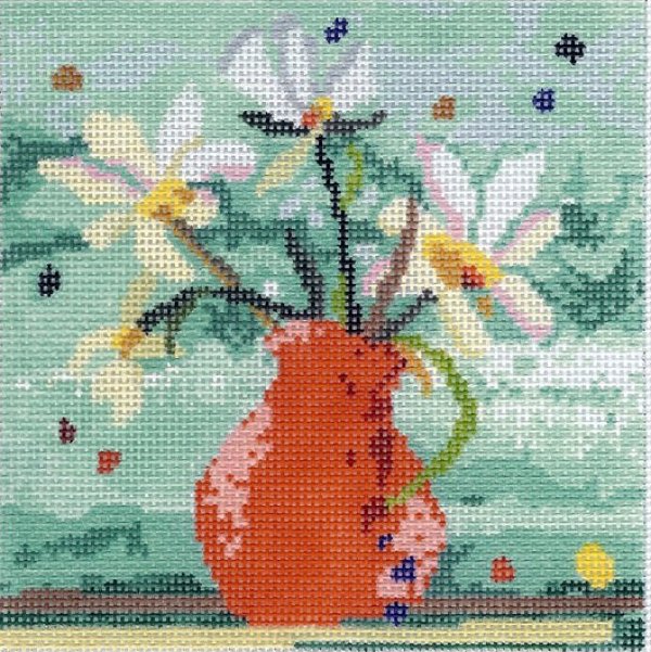 Red Vase with Flowers