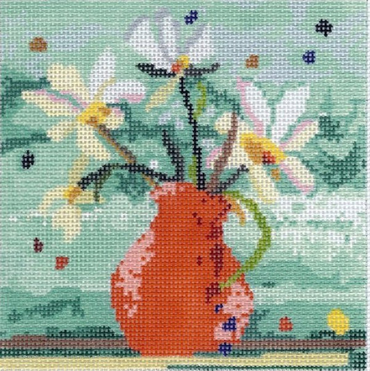 Red Vase with Flowers