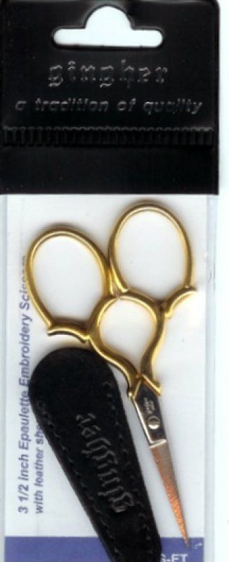 Gingher Gold Handled Epaulette Embroidery Scissors 3-1/2