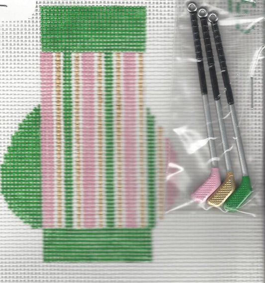 Golf Bag - Green & Pink Stripe