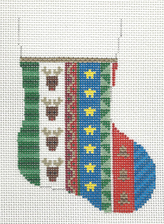 Mini Sock - Verticle Stripes Reindeer