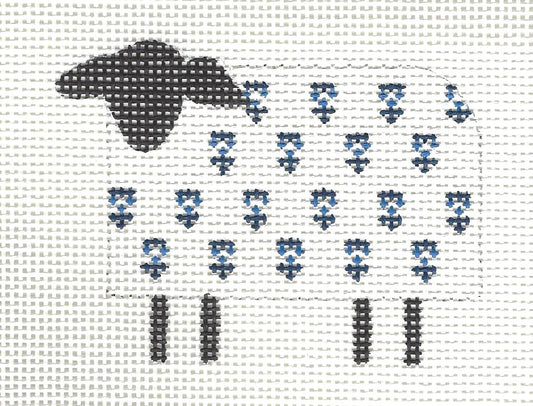 Sheep White with Blue Flowers