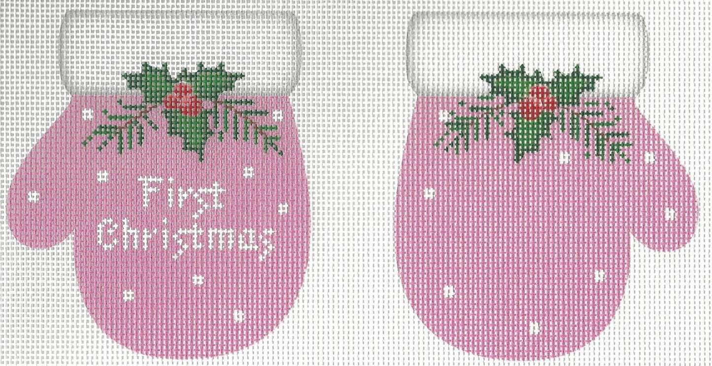 1st Christmas Mittens Pink