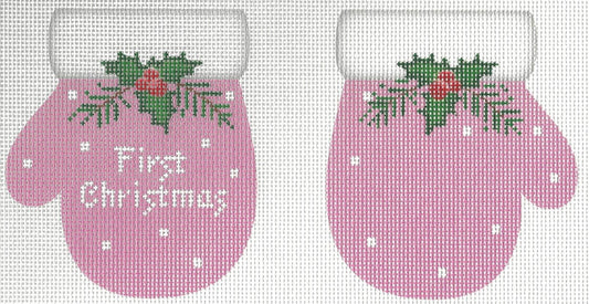 1st Christmas Mittens Pink