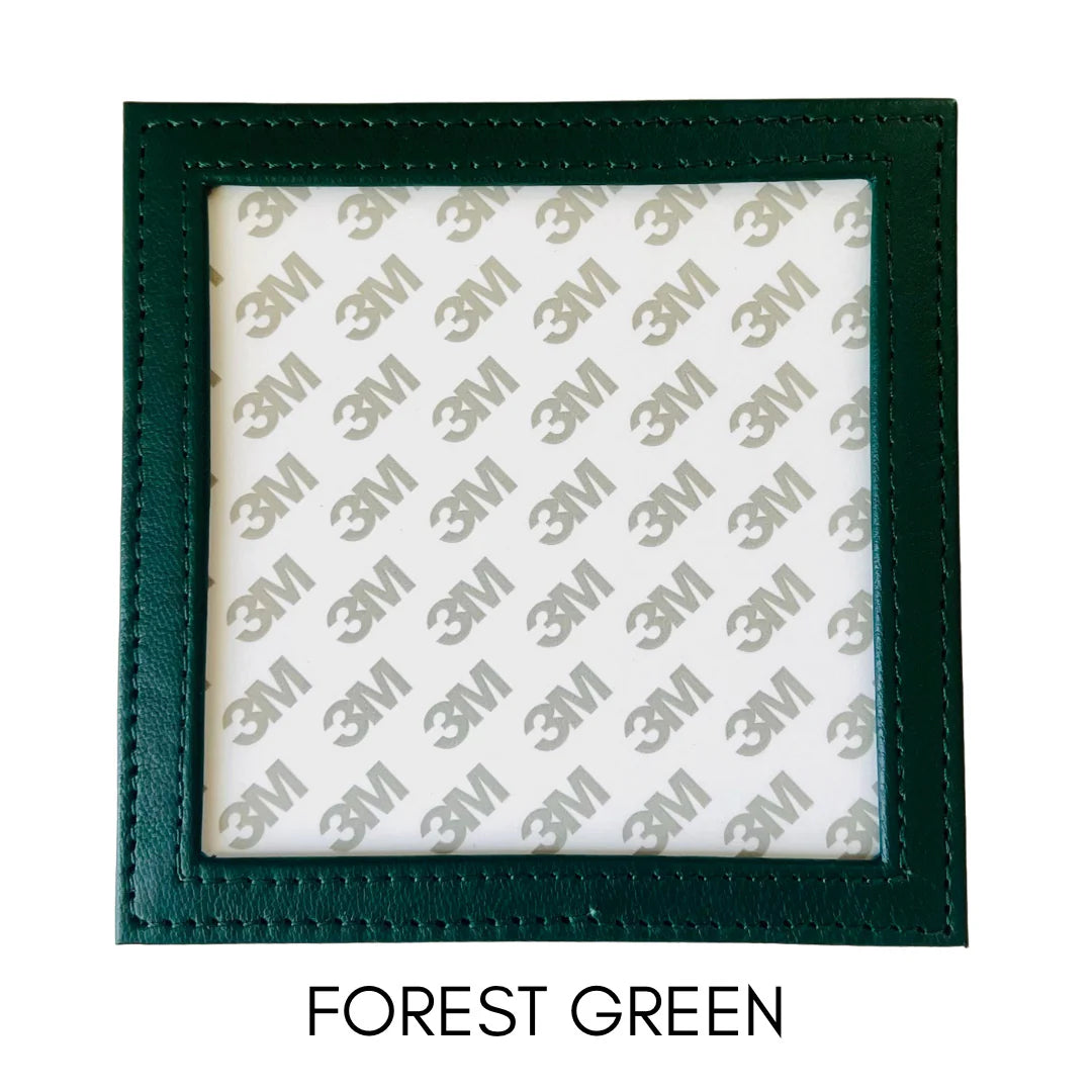 Tilli Tomas Planet Earth square leather coaster - forest green
