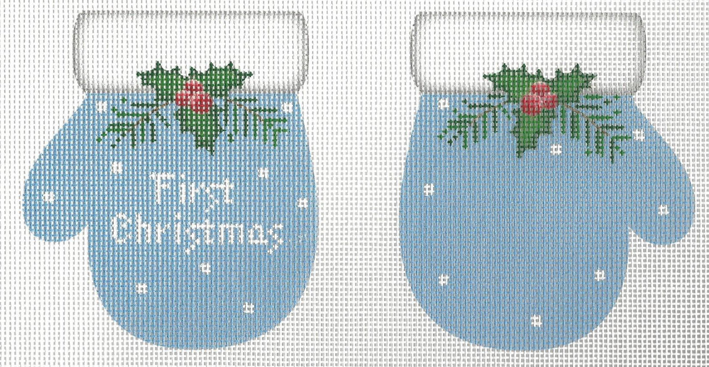1st Christmas Mittens Blue