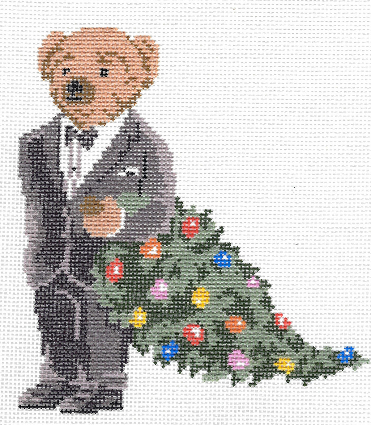 Tuxedo Bear Dragging Tree