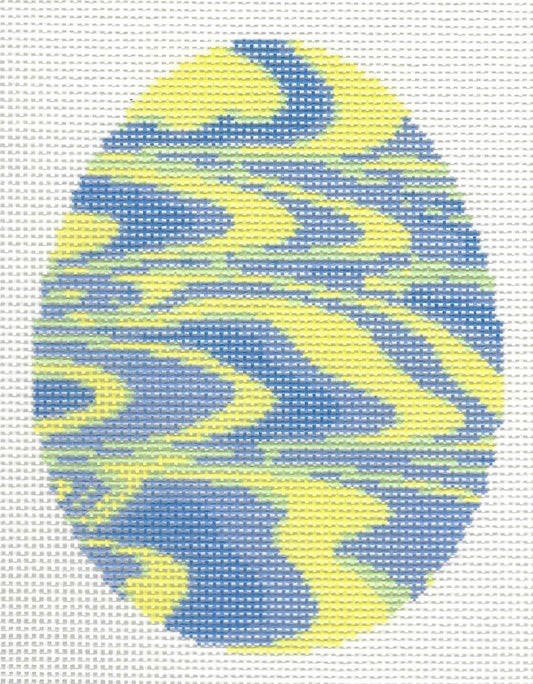 Marbled Egg - Blue and Yellow Waves
