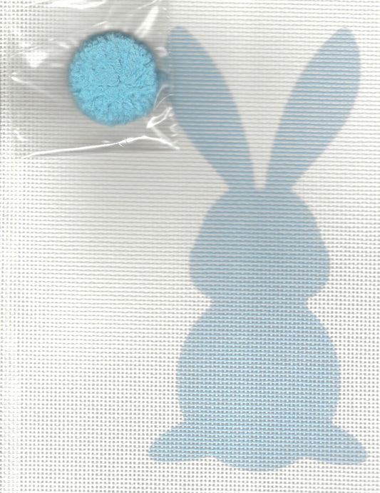 Bunny with Blue Pom Pom Tail