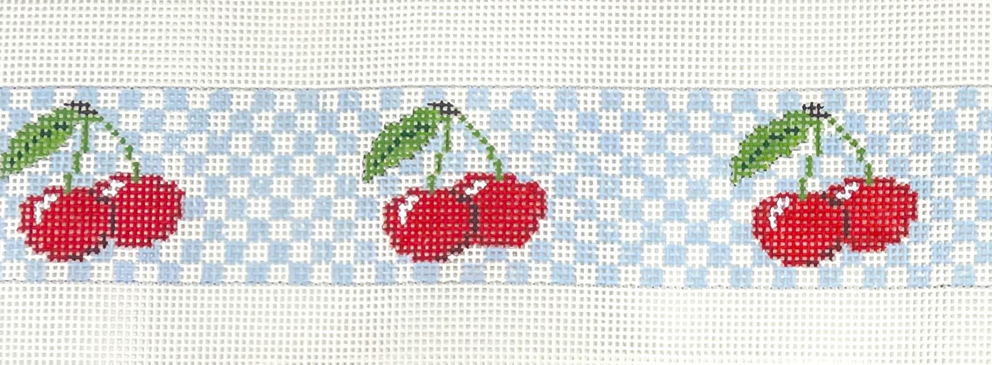 Cherries on Blue Check Belt