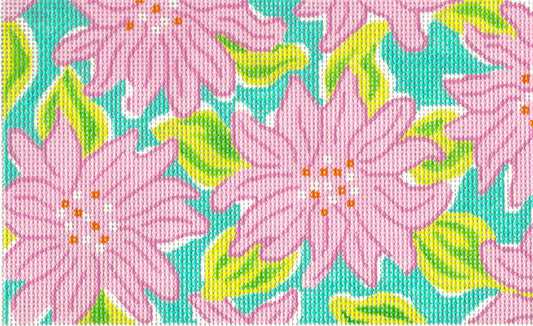 Clutch - Lilly-inspired Chrysanthemums - pink, greens, & turquoise
