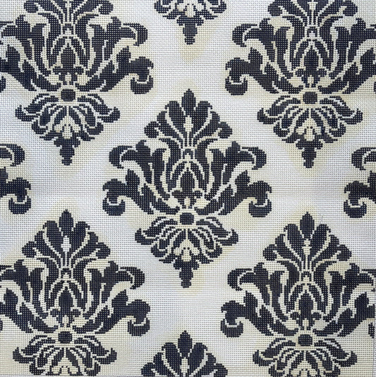 Navy and Cream Damask