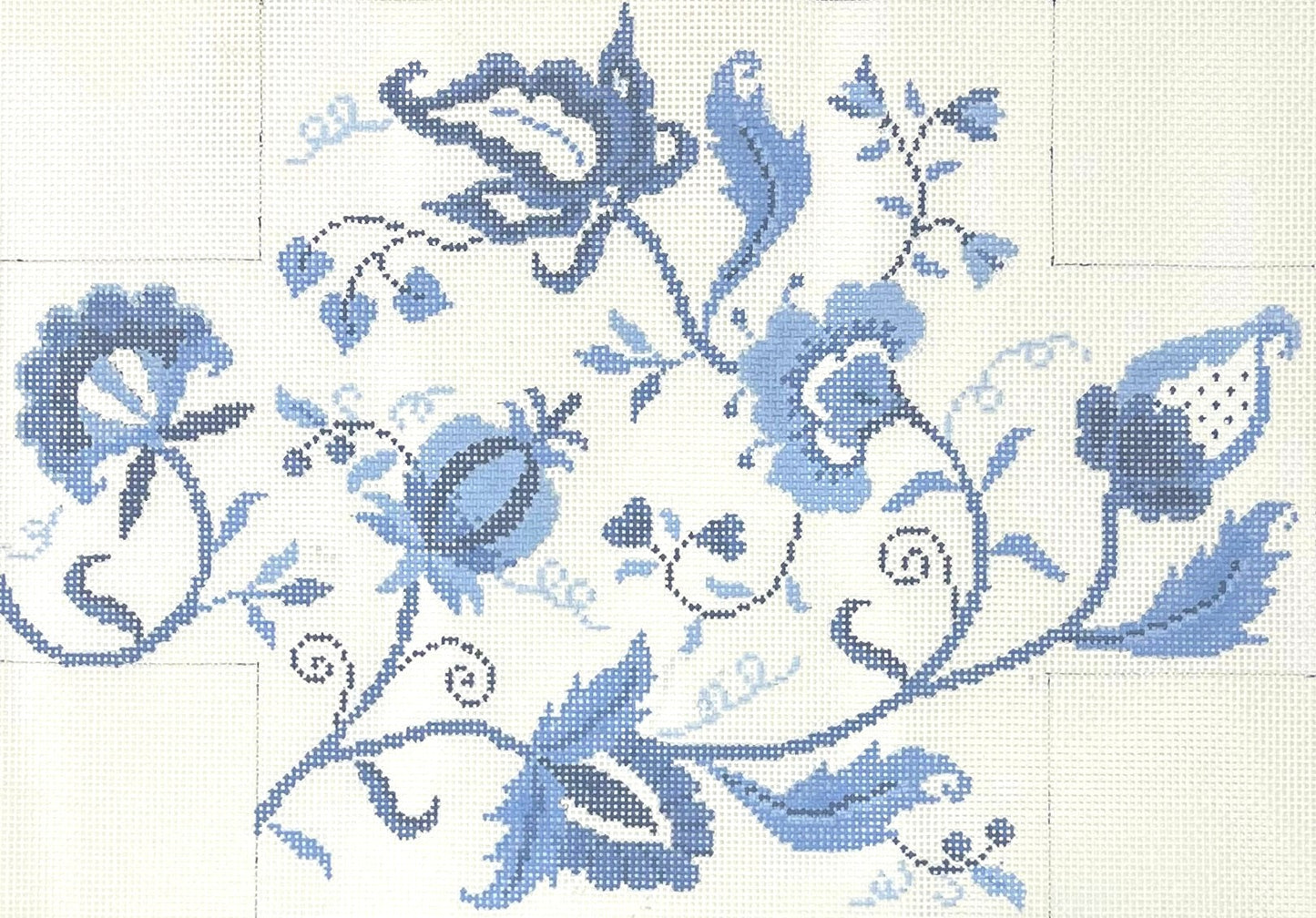 Door Stop - Crewel Floral in Blues