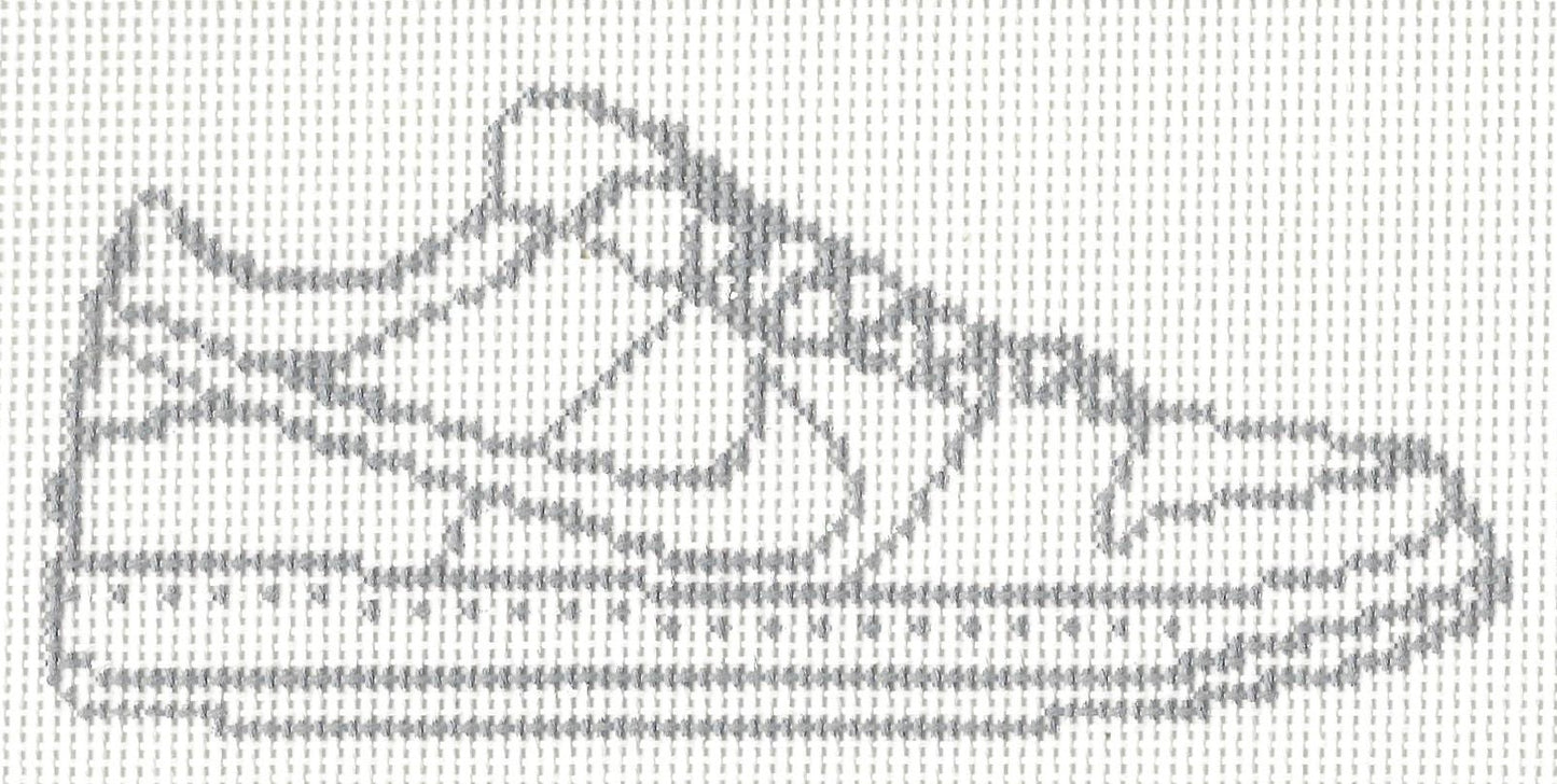 Gingham Stitchery needlepoint canvas of a white sneaker