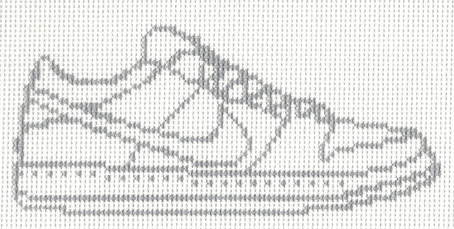 Gingham Stitchery needlepoint canvas of a white sneaker