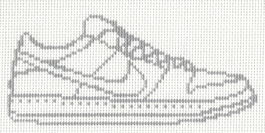 Gingham Stitchery needlepoint canvas of a white sneaker