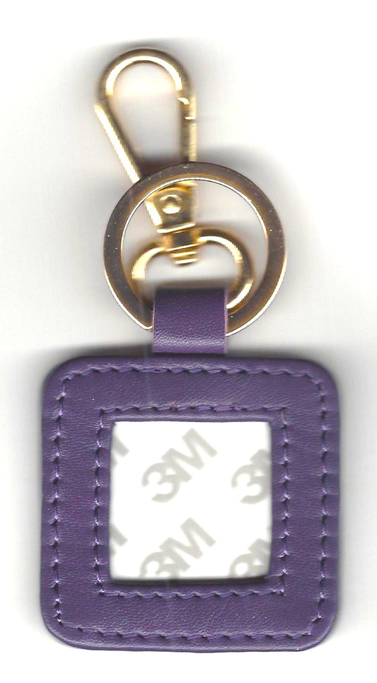 Square Leather Key Fob - Purple