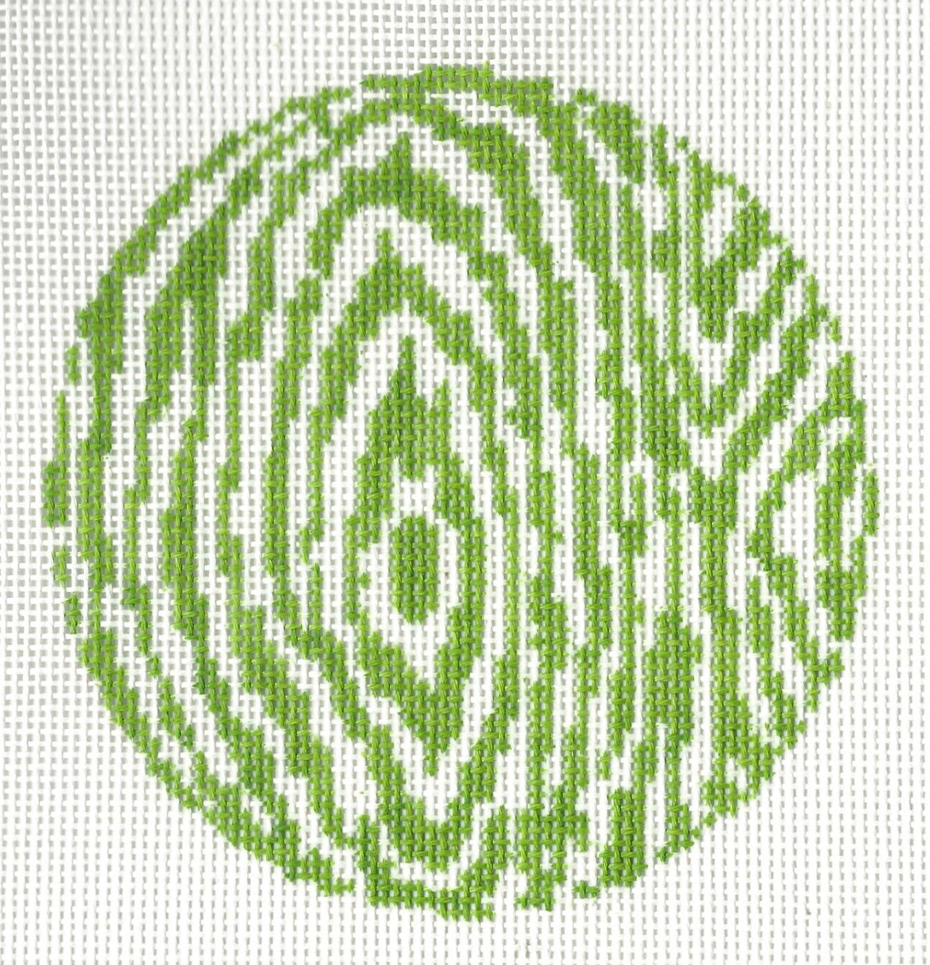 Gingham Stitchery needlepoint canvas of green and white wood pattern