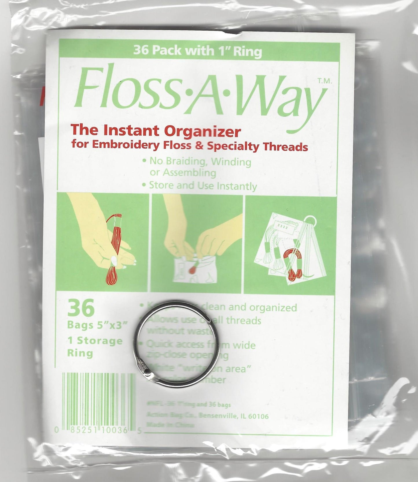 Floss-Pak 5" x 3" Bags (36) with ring