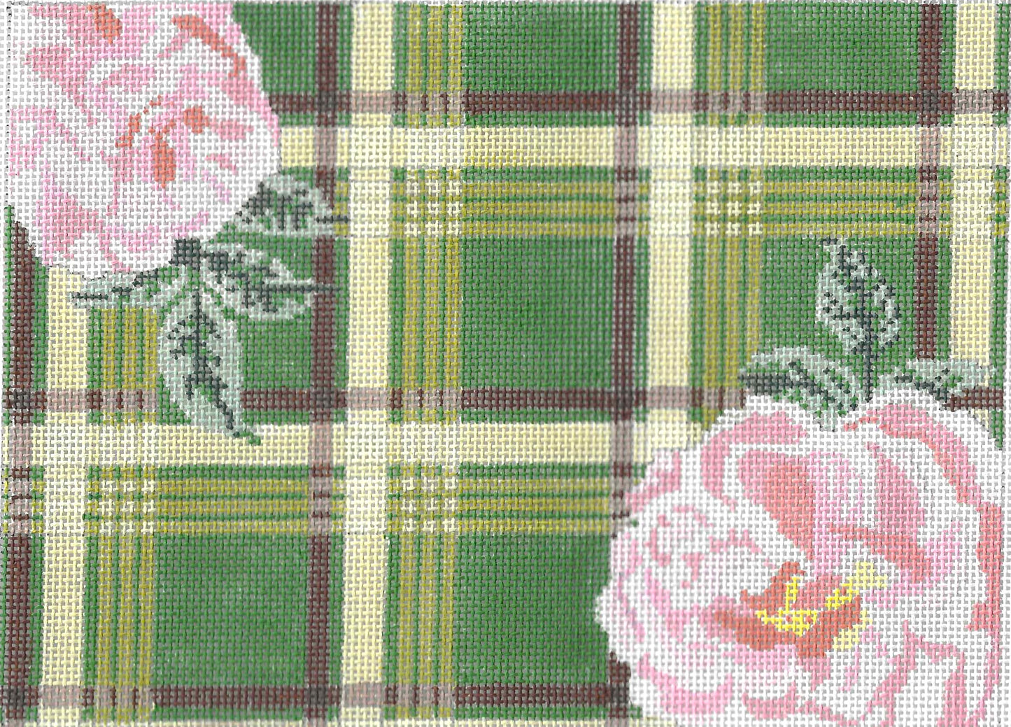Green Plaid with Flowers
